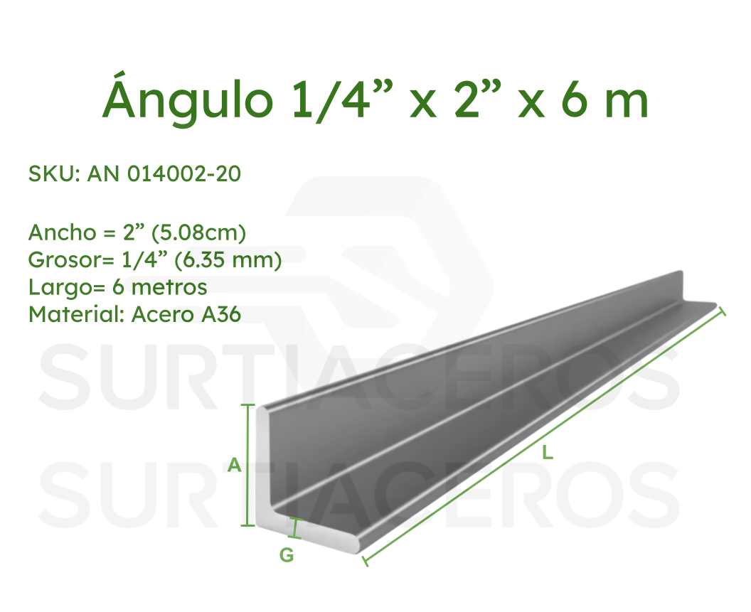 ANGULOS 2" X 1/4" (50X6MM)