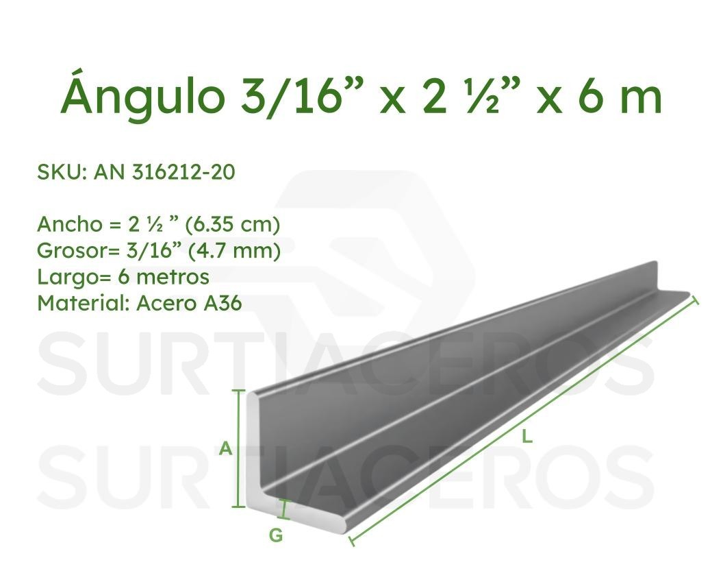 ANGULOS 2" X 3/16" (50X4MM)