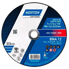 DISCO CORTE METAL PLANO NEGRO INOX 7" X 1/16" BNA 12 NORTON